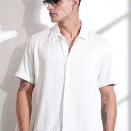 Thomas Scott Men Smart Fit Cutaway Collar Textured Casual Shirt-image-52