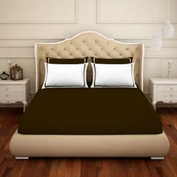 Spaces Brown 300 TC Cotton King Bedsheet With 4 Pillow Covers-picture-28