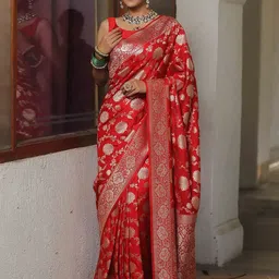 AMRUTKALA SAREES Woven Design Zari Silk Blend Banarasi Saree-picture-46