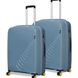 Eume Ice Blue Wanderer Textured Large Check-in Luggage-35