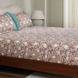 Maspar Red Cotton Printed 200 TC Single Fitted Bedsheet with 1 Pillow Cover-13
