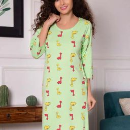 Clovia Green Printed Short Nighty-picture-18