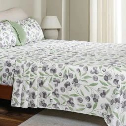 Maspar Green Cotton Printed 200 TC Single Flat Bedsheet with 1 Pillow Cover-14