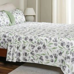 Maspar Green Cotton Printed 200 TC King Flat Bedsheet with 2 Pillow Covers-picture-33