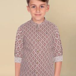 Allen Solly Kids Maroon Printed Regular Fit Shirt-picture-10