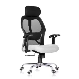 Da URBANPrisma Grey High Back Revolving Mesh Office Executive Ergonomic Chair with Adjustable Headrest & Fixed Arm-picture-27