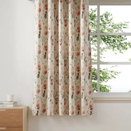 DDecor Floral Pink Polyester 5 ft Window Curtain-4