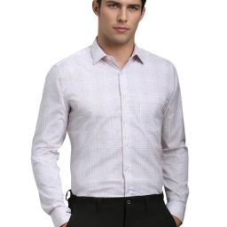 Louis Philippe White Slim fit Checks Shirts-image-23