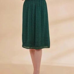 B77 Green Noor - Sustainable Satin Chiffon Printed Midi Skirt-picture-18