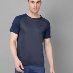 Force NXT Blue Regular Fit Colour Block Sports T-Shirt-image-77