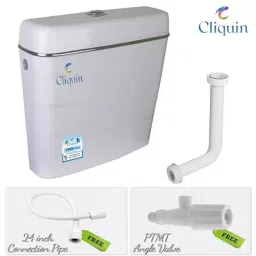 Cliquin Wall Mount PVC Pristine Flushing Cistern Complete Set with 8 L Flush Tank, CS-102 image 2