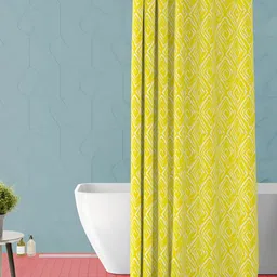 ArtzFolio Yellow & White Printed Waterproof Shower Curtain-image-94