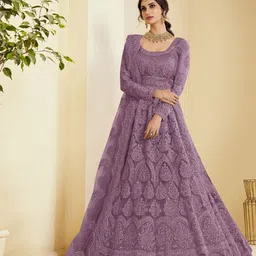 APNISHA Women Embroidered Net Fit & Flare Maxi Dress-picture-11