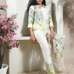 Boho By Athena Floral Printed Linen Shirt With Trouser-11