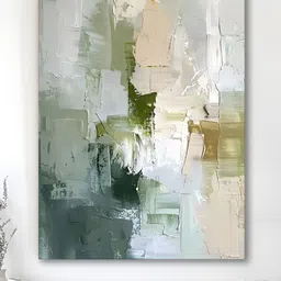 Myntra Elegant Homes Green & White 1 Piece Canvas Abstract Wall Paintings-25