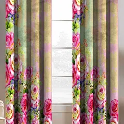Aura Beige & Pink Set of 2 Floral Long Door-44