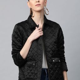 SASSAFRAS Women Black Solid Quilted Jacket-image-99