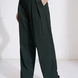 chic by tokyo talkies Tokyo Talkies Women Solid Pleated Straight Leg Pants-picture-20