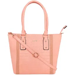 Elle Peach & Brown Textured Shoulder Handbag-image-14
