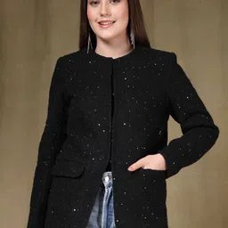 Thirty Threads Women Embroidered Round Neck Pea Coats-picture-41