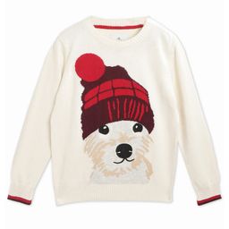 Cherry Crumble By Nitt Hyman Full Sleeves Winter Dog Knitted Intarsia Sweater - Cream-picture-5
