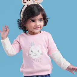 Babyoye Full Sleeves Fur Sweatshirt Kitty Embroidery- Pink-picture-42