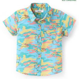 Babyoye  100% Cotton Woven Half Sleeves Dino Shirt - Blue-image-37