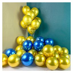 Zyozi Blue & Gold Metallic Balloons  with Ribbon for Birthday Party Decorations - Pack of 52-image-60