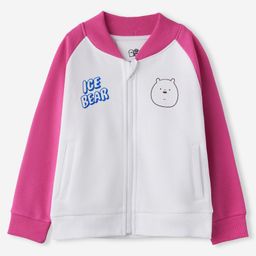 The Souled Store Raglan Full Sleeves Ice Bear Printed Cotton Jacket - White & Pink-image-66