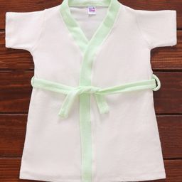 Ben Benny Terry Half Sleeves Solid Colour Bath Robe- White-image-18