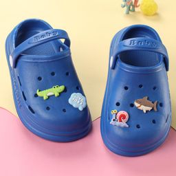 Oh! Pair Back Strap Closure Clogs with Shark Applique - Dark Blue-image-2