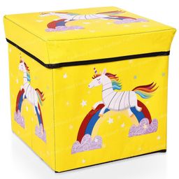 FunBlast Unicorn Print Folding Storage Ottoman Box  Yellow-image-18