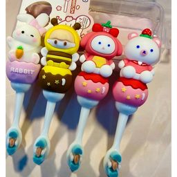 AKN TOYS Toothbrush For Baby And Kids Cute Kawaii Cartoon Design Colorful Soft Toothbrush For Babies And Kids Extra Microfiber Soft Bristles With Silicone Grip And Spilt Bristle - (Pack of 1 Color And Design May Vary)-picture-21