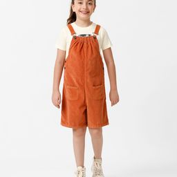 Kate & Oscar Solid Corduroy Dungaree - Brown-image-15