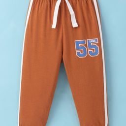 Zero Sinker Knit Full Length Lounge Pant Number Print - Rust-image-8