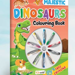 GOWOO Majestic Dinosaur Colouring Book With Crayons | Dino Delights: A Crayon Adventure-27