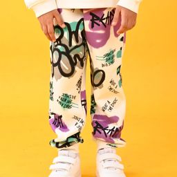 Anthrilo Fleece Text Printed Comfort Fit Girls Jogger - White-image-73