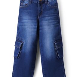 Pine Kids Full Length Washed Denim Jeans with Cargo Pockets - Medium Blue-picture-49