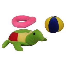 Tickles Dog/Pet Toys Cute Tortoise with Ball & Ring Soft Stuffed Plush Animal Chew Toy For Kids (Color: Multicolor)-1