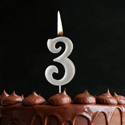 Funcart Numerical Number 3 Cake Topper Candle - Silver-picture-36