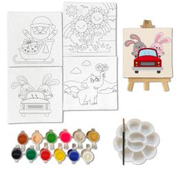 minileaves Mini Leaves Mini Canvas Art Paint DIY Kit with Wooden Essel for Beginners  set of 4 image 2