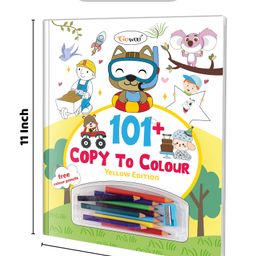 Gowoo 101+ Copy to Colour - Yellow Edition : Educational Coloring Book, Kids Color Copy Book, Creative Learning Coloring Book, Coloring Fun for young kids -English image 2