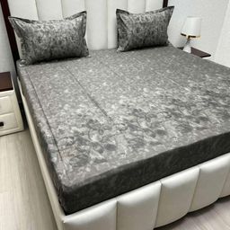 Pure Decor Royal Majestic Grey Printed Pure Cotton 260 TC King Bedsheet Set 2.74m x 2.74m-image-39