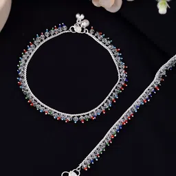 Silvermerc Designs Silver-Plated Artificial Beaded Anklet-43