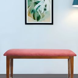 GLOBALLY INDIAN Champagne Wooden 2-Seater Rectangle Bench-12