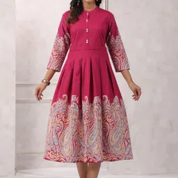 Label Khoj Ethnic Motifs Print A-Line Midi Dress-image-6
