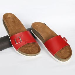MOZAFIA Women Open Toe Flats with Buckles-37