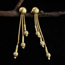 MEMOIR Gold-Plated Contemporary Beaded Tasselled Drop Earrings-image-9