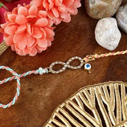 Asthetika Rakhi Artificial Stones Studded & Beaded Infinity Evil Eye Rakhi Roli Chawal-57