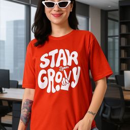 HERE&NOW Women Bio Finish Typography Printed Round Neck Cotton Oversized T-shirt-image-88
